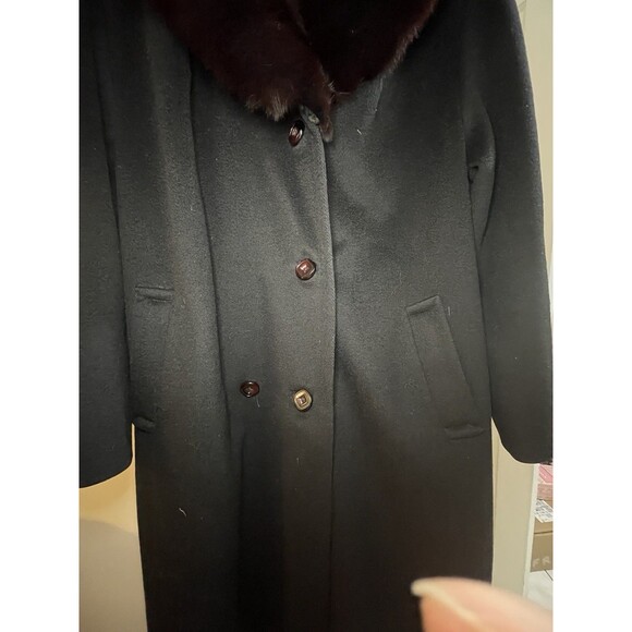 Vintage Forstmann 100% Wool Coat w/ Real Mink Fur Collar | Black | 1950s-60s M/L - Picture 3 of 8
